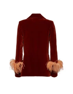 Keaton JacketTerracotta in Velvet With Feathers
