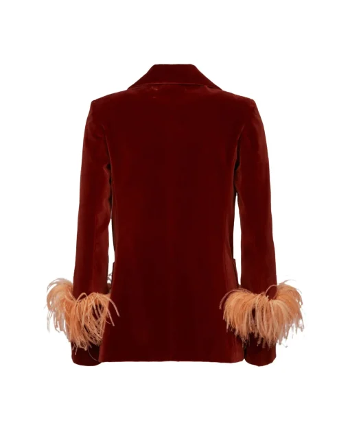 Keaton JacketTerracotta in Velvet With Feathers