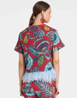 La Scala TeeSicomore Red in Jersey With Feathers