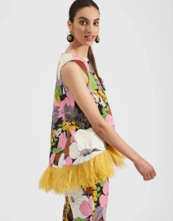 La Scala Top (With Feathers)Big Flower in Shot Cotton