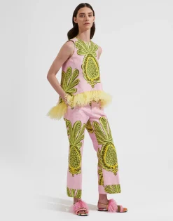 La Scala Top (With Feathers)Big Pineapple Pink in Shot Cotton