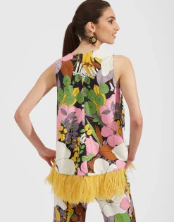 La Scala Top (With Feathers)Big Flower in Shot Cotton