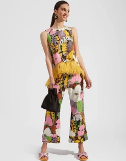 La Scala Top (With Feathers)Big Flower in Shot Cotton