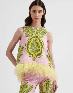 La Scala Top (With Feathers)Big Pineapple Pink in Shot Cotton