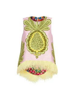 La Scala Top (With Feathers)Big Pineapple Pink in Shot Cotton