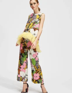La Scala Top (With Feathers)Big Flower in Shot Cotton