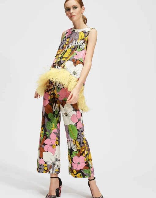 La Scala Top (With Feathers)Big Flower in Shot Cotton