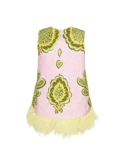 La Scala Top (With Feathers)Big Pineapple Pink in Shot Cotton