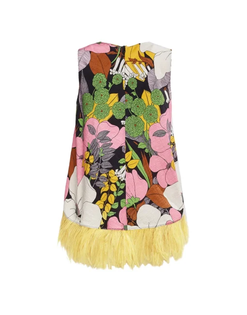 La Scala Top (With Feathers)Big Flower in Shot Cotton