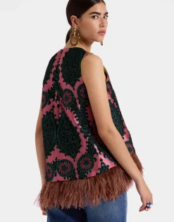 La Scala TopOltrarno Pink in Jacquard With Feathers
