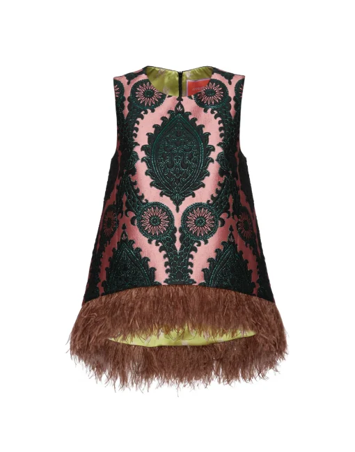 La Scala TopOltrarno Pink in Jacquard With Feathers