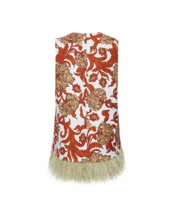 La Scala TopReef White in Shot Cotton With Feathers
