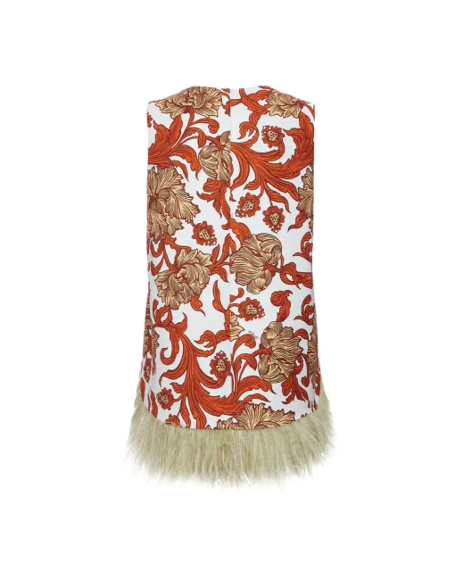 La Scala TopReef White in Shot Cotton With Feathers
