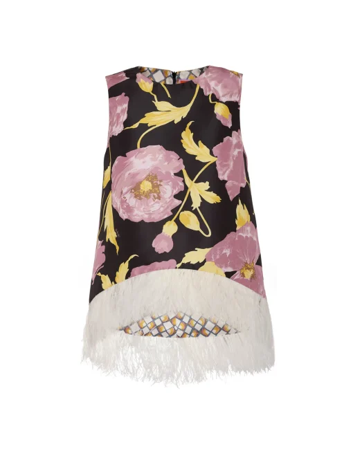 La Scala TopSylph Black in Faille With Feathers