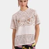 Lacey House T-ShirtSolid White Smoke in Embroidered Cotton