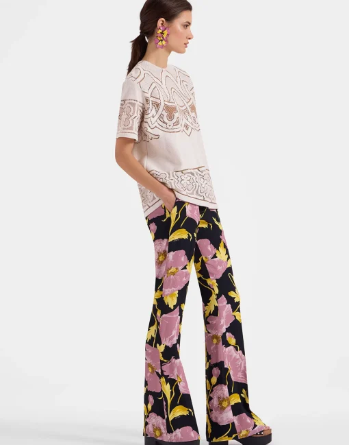 Lacey House T-ShirtSolid White Smoke in Embroidered Cotton
