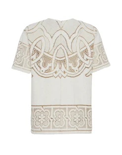 Lacey House T-ShirtSolid White Smoke in Embroidered Cotton