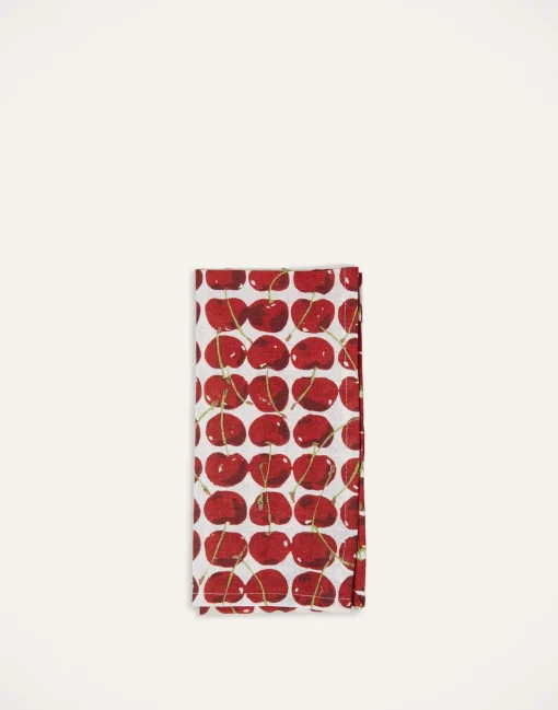 Large Napkins Set Of 2Cherries Avorio in Linen