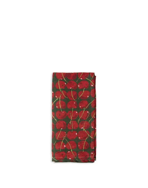 Large Napkins Set Of 2Cherries Verde in Linen