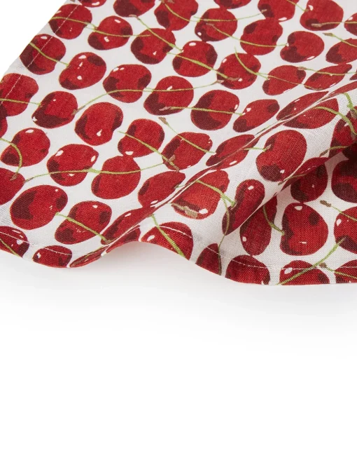 Large Napkins Set Of 2Cherries Avorio in Linen