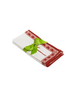 Large Napkins Set Of 2Date Palms Brick in Linen