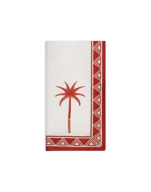 Large Napkins Set Of 2Date Palms Brick in Linen