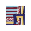 Large Tablecloth (180x350)Riga Bordeaux - Azzurro (Placée) in Linen