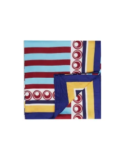 Large Tablecloth (180x350)Riga Bordeaux - Azzurro (Placée) in Linen