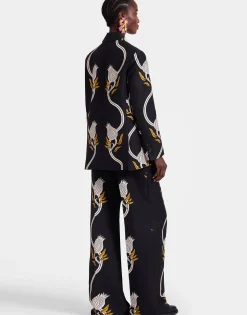Let Loose PantsMelograno Black & White in Cady Wool