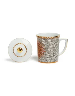 Lidded MugSunrays Multicolor in Porcelain