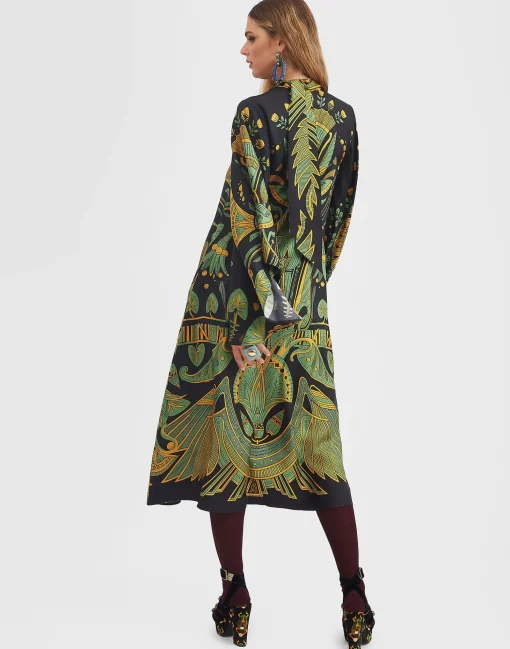 Magnifico Midi DressThe Nile Placée Black in Silk Twill