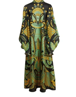 Magnifico Midi DressThe Nile Placée Black in Silk Twill