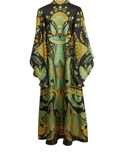 Magnifico Midi DressThe Nile Placée Black in Silk Twill