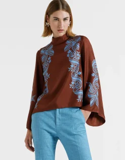 Make An Exit TopSignoria Placée Brown in Silk Twill