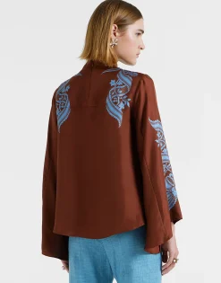 Make An Exit TopSignoria Placée Brown in Silk Twill