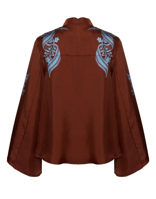 Make An Exit TopSignoria Placée Brown in Silk Twill