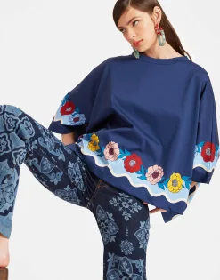 Meditation PonchoWhitsun Placée Blue in Jersey Interlock