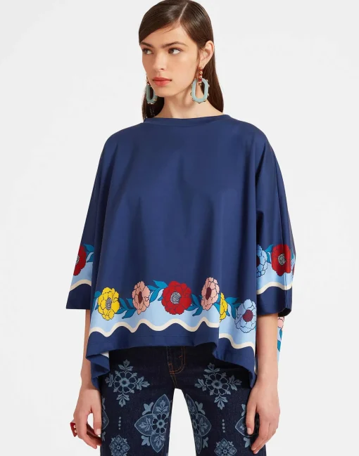 Meditation PonchoWhitsun Placée Blue in Jersey Interlock