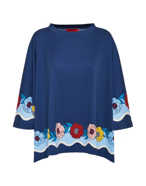 Meditation PonchoWhitsun Placée Blue in Jersey Interlock