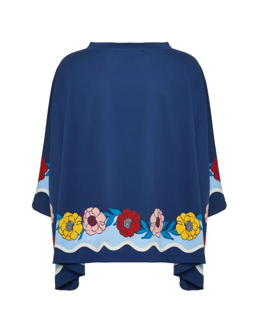 Meditation PonchoWhitsun Placée Blue in Jersey Interlock