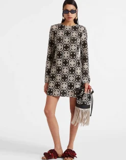 Mini Supreme Swing DressMini Tiles Black in Macramé