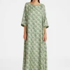 Muumuu Dress Round NeckFans Mint in Silk Twill