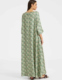 Muumuu Dress Round NeckFans Mint in Silk Twill