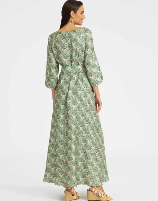 Muumuu Dress Round NeckFans Mint in Silk Twill
