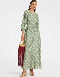 Muumuu Dress Round NeckFans Mint in Silk Twill