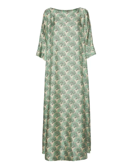 Muumuu Dress Round NeckFans Mint in Silk Twill