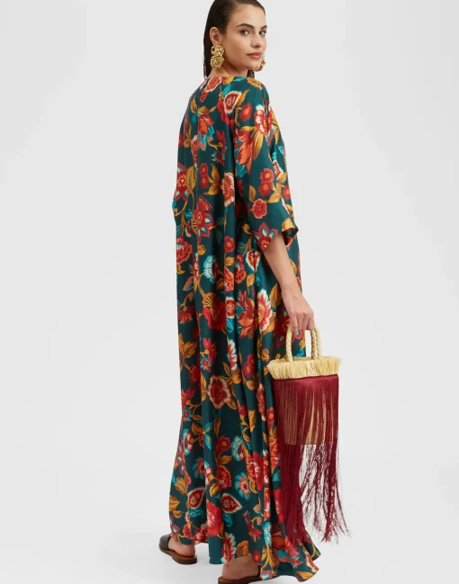 Muumuu Dress Round NeckHottie Emerald in Silk Twill