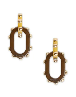 Nefertiti Double EarringsSolid Yellow in Acrylic Resin