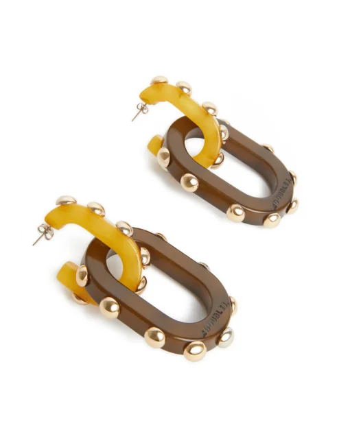 Nefertiti Double EarringsSolid Yellow in Acrylic Resin