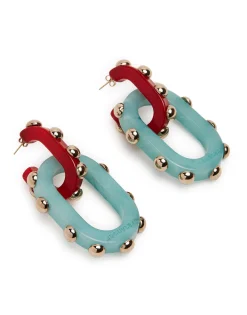 Nefertiti Double EarringsRed in Acrylic Resin
